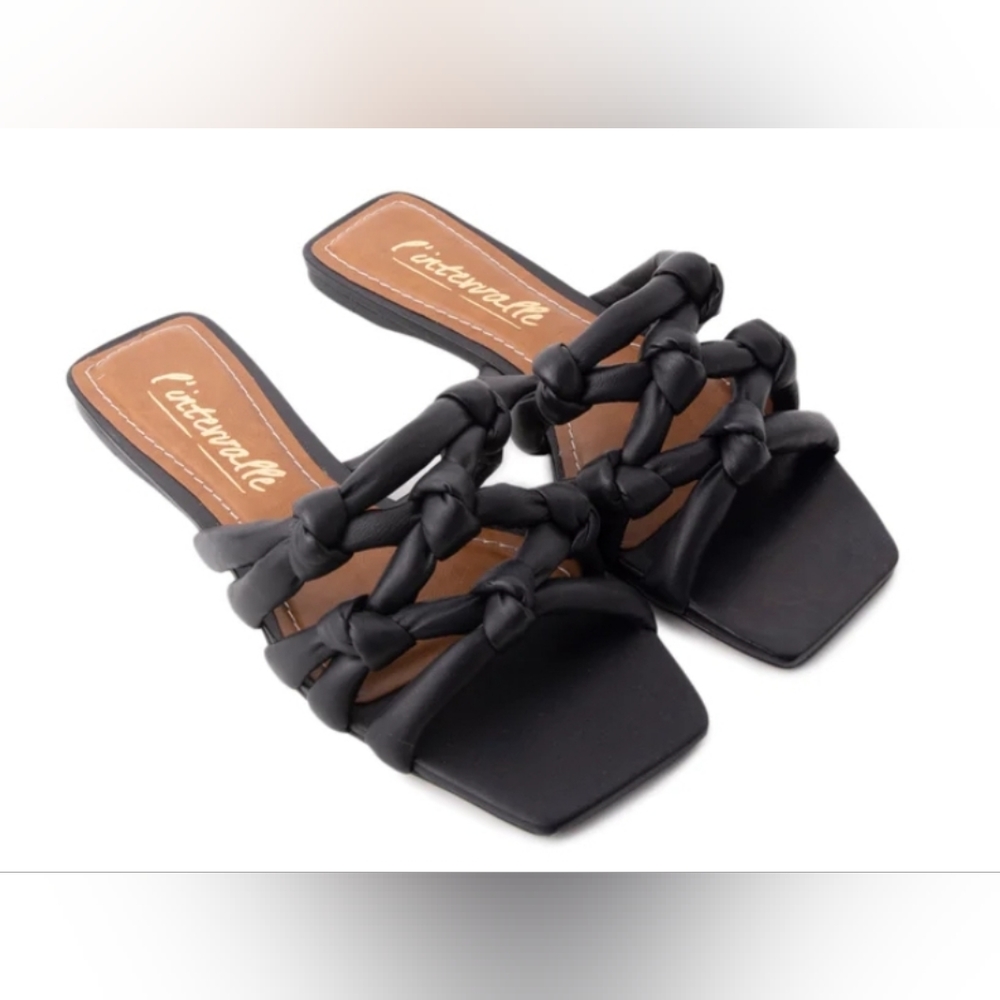 NWT Black Leather Sandals